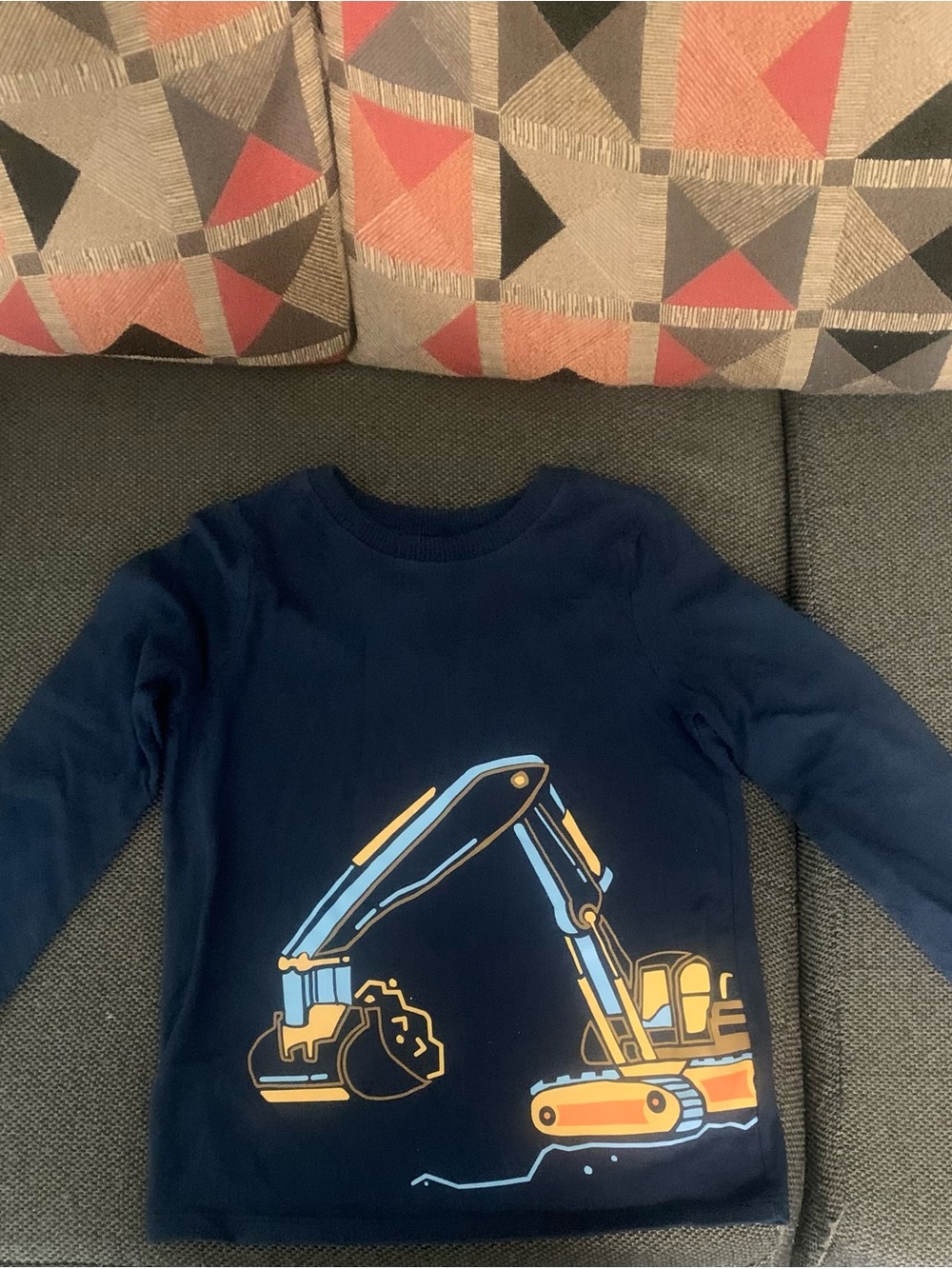 Garanimals Navy Long-Sleeve Excavator Tee with Yellow & Light Blue Graphic
